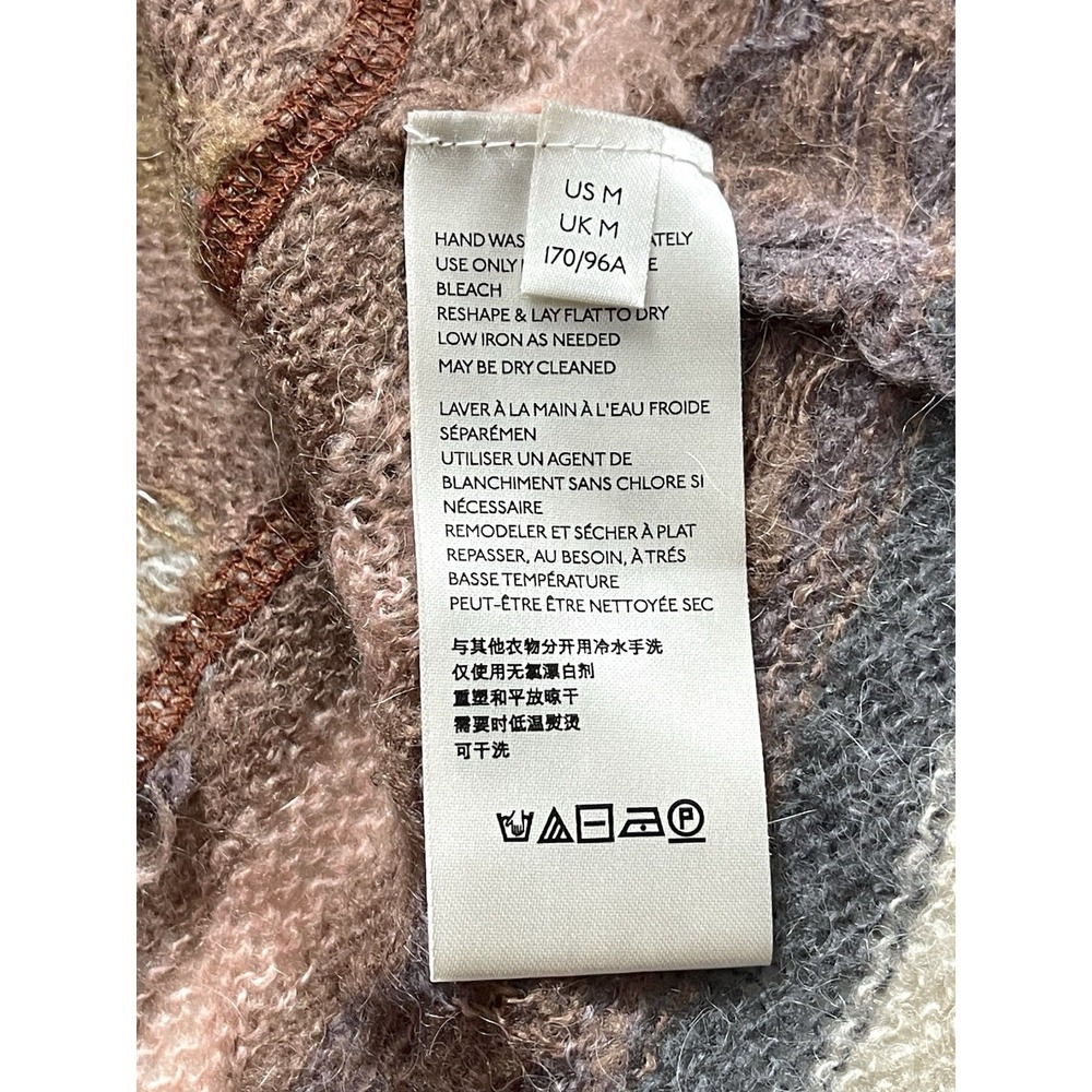 Free People December Skies Alpaca Wool Poncho Sweater Patchwork Boho Sz M Aztec - Picture 11 of 16